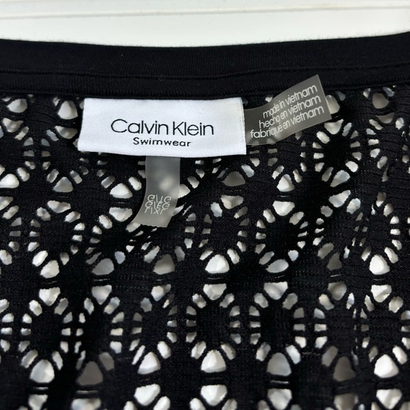 Calvin Klein Swimwear Crochet-Shoulder Tunic Cover Up Women's L/XL Black Dress - Picture 13 of 16